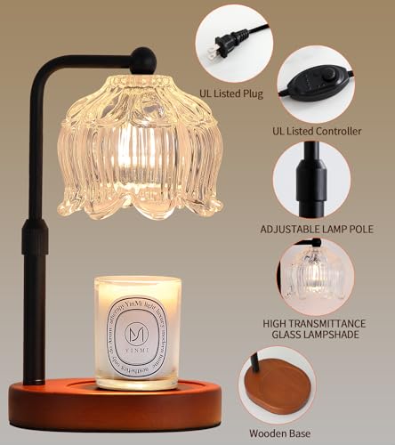 Candle Warmer Lamp for Flower-Shaped Glass,Wax Melt Warmer for Jar Candles, Black Candle Warmer Lamp with Timer Dimmable, ...