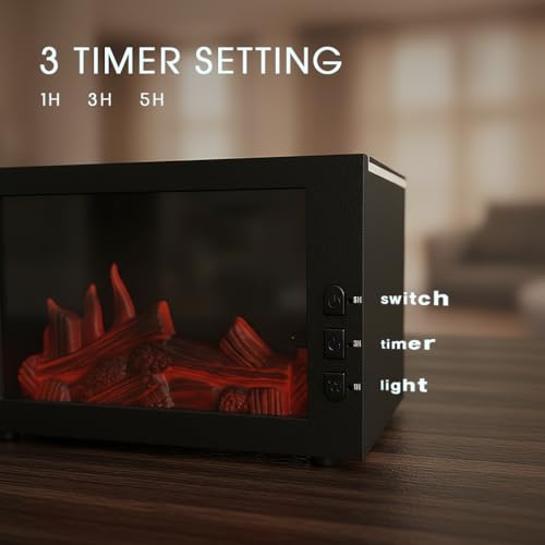 Fireplace Diffusers with 3 Essential Oils Set,Color Flame Aroma Essential Oil Diffuser with Remote Control,300ml Small Hum...