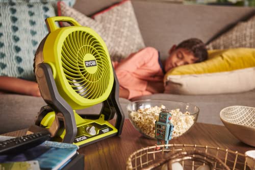 RYOBI RF18-0 18V ONE+ Cordless 3-Speed Whisper Fan (Bare Tool), Hyper Green