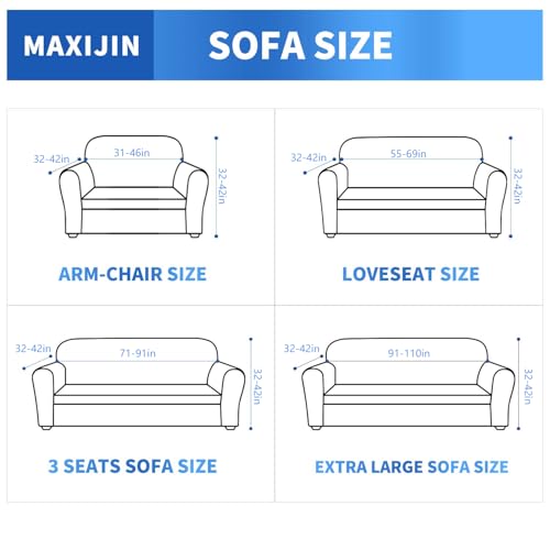 MAXIJIN Stretch Loveseat Sofa Slipcovers 1 Piece Love Seat Couch Covers for 2 Cushion Couch Non Slip Sofa Cover Washable D...