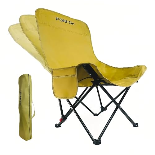 FORFOX Adjustable Portable Folding Camping Chair with High Back, Side Pockets, Headrest, Lightweight Lawn Chair for Outdoo...