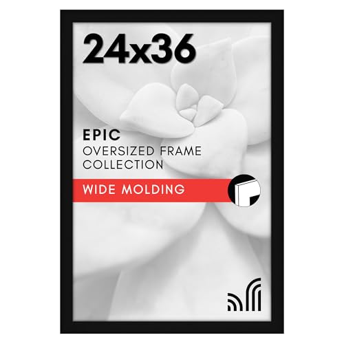 Americanflat 24x36 Poster Frame with Polished Plexiglass - Black Picture Frame - Wide Photo Frames Made of Engineered Wood...