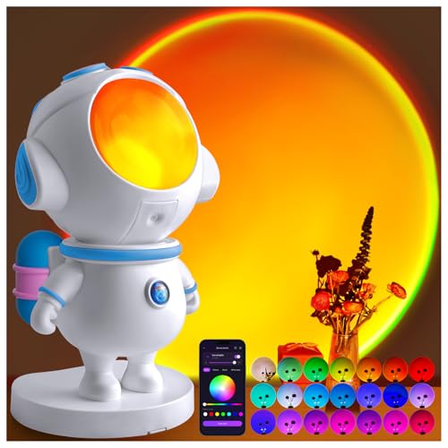 XEBKOR Astronaut Sunset Lamp Projector - 720° Magnetic Rotating RGB LED Night Light, 16M Colors Smart APP Control, Aesthet...