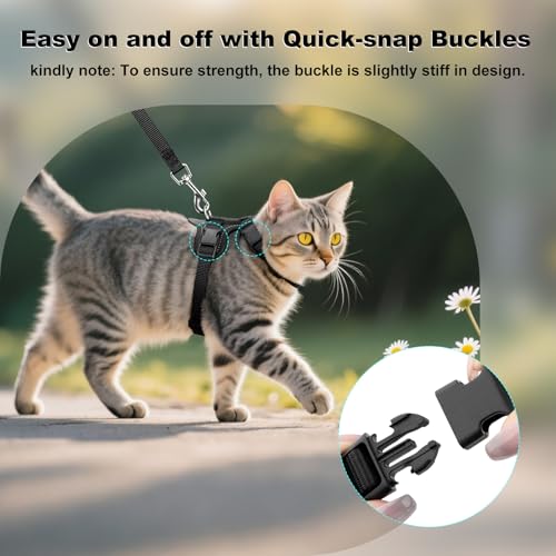 Plutus Pet Adjustable Cat Harness and Leash Set, Quick Release, Escape Proof Nylon Vest with Leather Trim for Kitten, Smal...