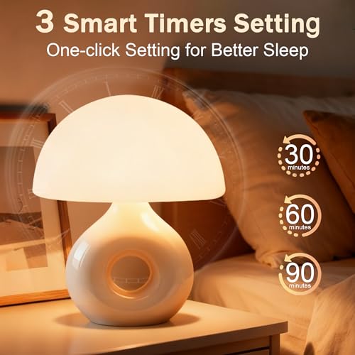 LemSen Mushroom Lamp, 670nm Red Light & 10000 Lux Therapy Lamp with Remote & Memory, 4 Color & 5 Brightness/3 Timers,Bedsi...