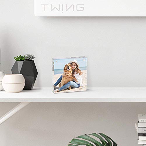 TWING 5x7 Inch Acrylic Picture Frame 5 Pack,12+12MM Thickness Double Sided Acrylic Picture Frames Set with Microfiber Clot...