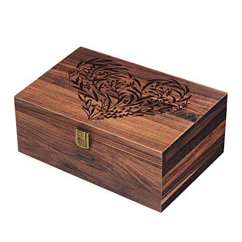 EXISTING Memory Box for Keepsakes, Floral Heart Laser Cut Wood Keepsake Memory Box, Large Wooden Storage Box with Hinged L...