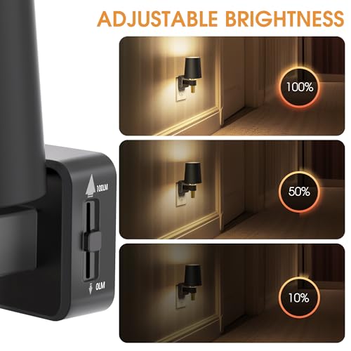 Briignite Night Light, Dimmable Night Lights Plug into Wall, Dusk to Dawn Sensor, Soft White 3000K, 0-100LM, Plug in Night...