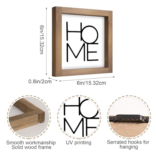 pechpell 6 Inch Home Sign Decor, Wooden Family Room Wall Decor for House Art, Indoor Entryway Shelf Table Tiered Tray Mant...