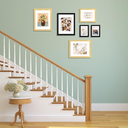 SZYUU 11x14 Picture Frame Set of 4, High Definition Real Glass, Display Pictures 8x10 with Mat or 11x14 Without Mat, Galle...