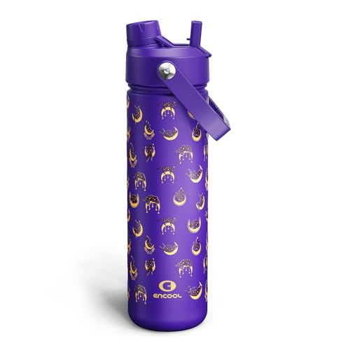 ENCOOL Insulated Water Bottle with Straw Stainless Steel Water Bottle, Leak-Proof, BPA-Free, Double Wall Vacuum Keeps Cold...