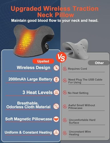 Wireless Heated Neck Stretcher for Pain Relief, Portable Cordless Neck Shoulder Cervical Traction Device with Graphene Hea...