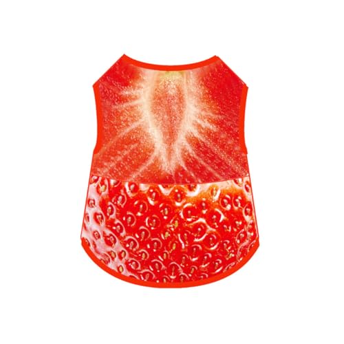 Vavious Dog Vest Cooling Shirts for Dogs Light Weight Mesh Cat Outfits 3D Strawberry Pattern Pet Tank Top Small Dogs Summe...