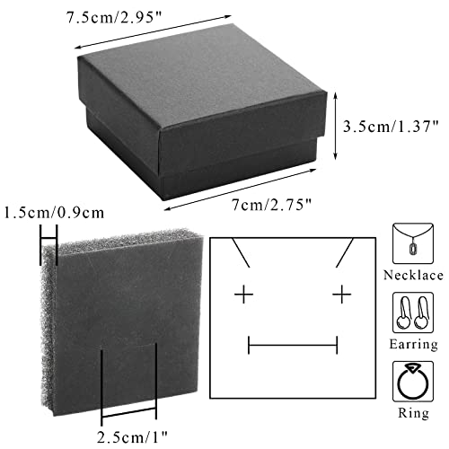 Fasmov Kraft Jewelry Boxes, 36 Pack 2.95 x 2.95 x 1.37 Inch Square Cardboard Jewelry Gift Box Necklace Ring Earring Kraft ...