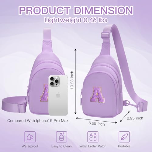 Viverte Small Initial Sling Bag for Girls & Women - Cute Crossbody Fanny Pack Gift