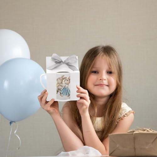 ZAVOOS 100 Pieces Mug Boxes, 11 Oz Sublimation Mugs Gift Box with Ribbon for Packaging Shipping Selling, Small White Cups ...