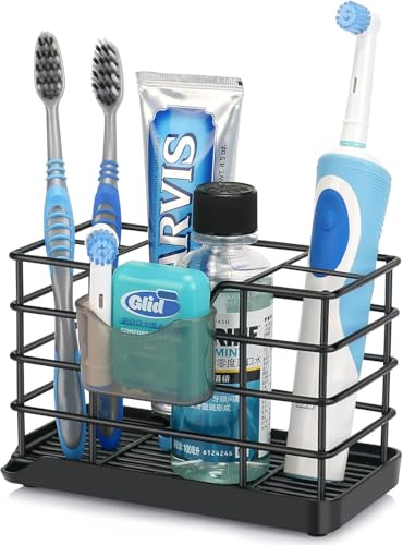 Toothbrush Holders for Bathrooms, Stainless Steel Bathroom Toothbrush Holder Kids Electric Tooth Brush Holder and Toothpas...