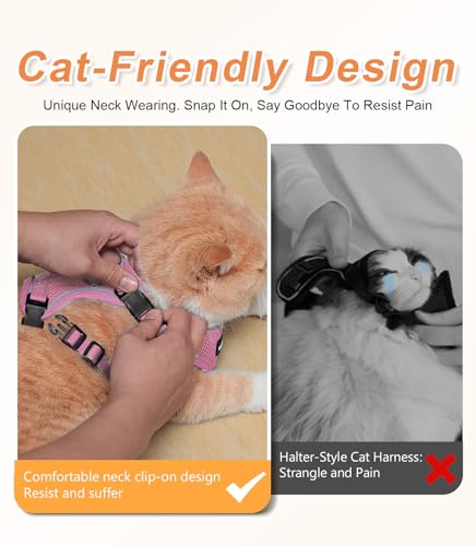 Halypet Cat Harness and Leash Set [ MAX Safety Third Generation ] Escape Proof Soft Adjustable Cat Leash Breathable Comfor...