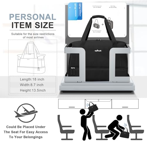 ETRONIK Gym Bag for Women, Personal Item Travel Bag with Shoes Compartment, Weekender Overnight Duffel Bag with Wet Pocke...