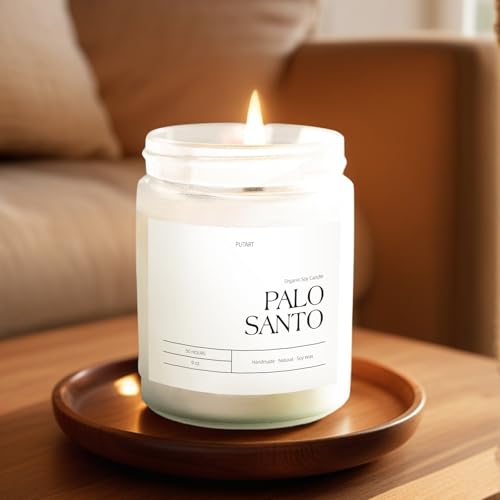 Putart Palo Santo Highly Scented Candle for Home, 9oz Natural Soy Aromatherapy Non Toxic Candles with Essential Oil, Home ...