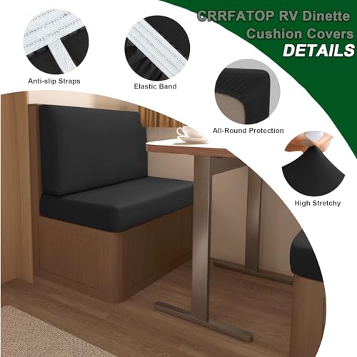 CRFATOP Sets of 2 Waterproof RV Dinette Cushion Slipcover Stretch Camper Cushion Covers Solid 2 Seat Sofa Chair Cover Furn...
