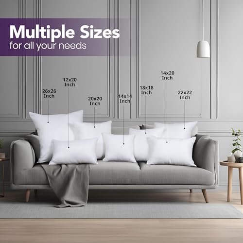 Utopia Bedding 18x18 Pillow Inserts, Set of 2, White – Indoor Decorative Throw Pillows for Bed, Sofa & Couch – Soft, Suppo...
