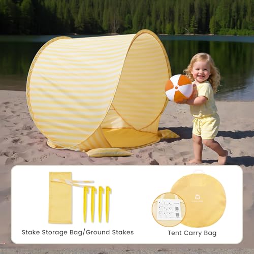 Tiny Land Baby Beach Tent – Pop Up Baby Tent with UV Protection, Portable Baby Beach Essentials, 35.4"x27.6"x31.5" Sun She...
