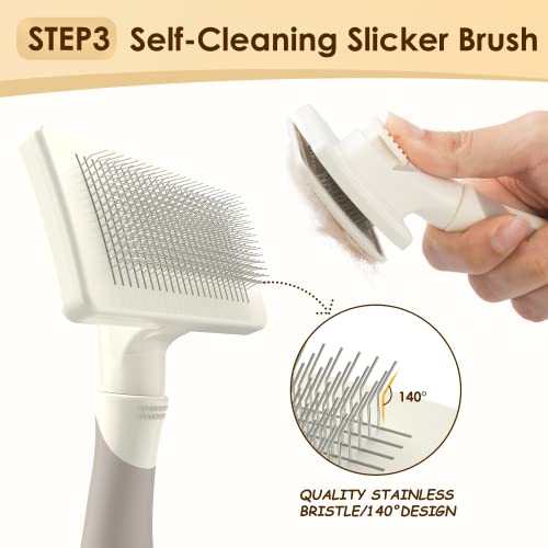 Professional Deshedding Dog Brush Grooming Kits, for Long-Haired Dogs and Cats - Dog Deshedding Brush and Slicker Brush Se...