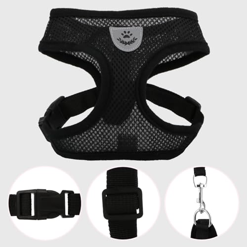 Hypeety Pet Dog Vest Harnesses Puppy Cotton Polyester Adjustable Dog Mesh Harness Travel Chest Strap Vest Reflective (S, B...