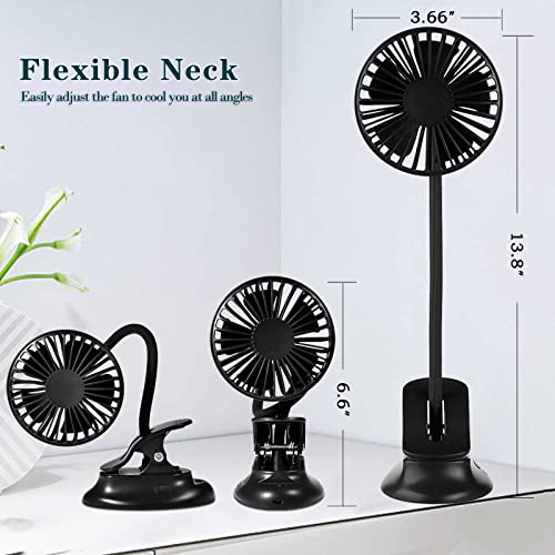 Glovion Clip On USB Mini Desk Fan with Emergency Power Bank, Battery Operated Rechargeable Portable Fan - Flexible Neck, 3...