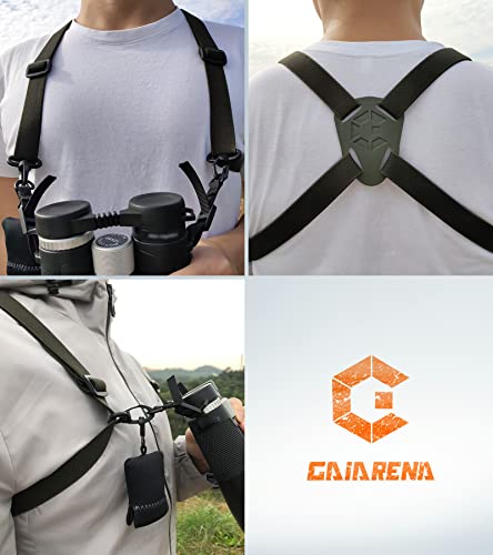 GAIARENA Binocular Harness - Adjustable Binocular Strap for Hunting, Hiking & Birding - Includes Lens Cleaning Cloth - Camo