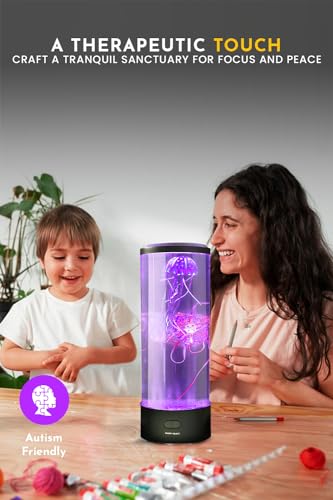 Brewish Jellyfish Lamp with 20W Bluetooth Speaker (Upgraded Motor 2025), 16 Color Changing Mood Lamp, 4 Modes Aquarium Nig...