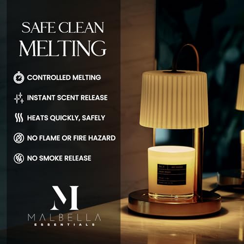 Dimmable Glass Candle Warmer Lamp with Timer - Adjustable Height Candle Lamp Warmer with Timer (8H/4H/2H) - Wax Melter - I...