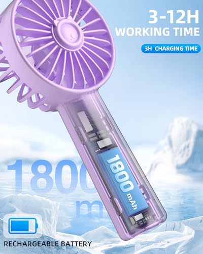 KIDEE Mini Portable Fan, Small Handheld Fan with 3 Speeds, Personal Hand Fans USB Rechargeable, Battery Operate for Outdoo...