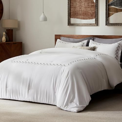 SLEEP ZONE Queen Comforter Set, Luxury Hotel Collection Comforter, 3 Pieces Fluffy Lightweight Down Alternative Duvet Inse...