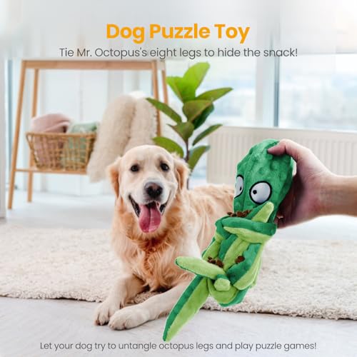 HGB Squeaky Dog Toys - Octopus No Stuffing Crinkle Plush Large Dog Toys to Keep Them Busy for Puppy Teething Chewing, Pet ...