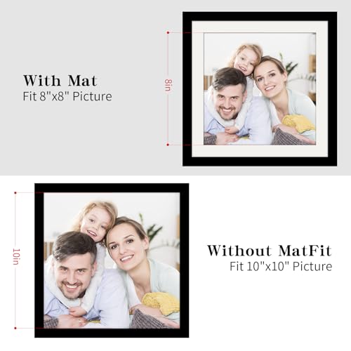 Picture Frames 10x10 2 Pack Made of Solid Wood Black for Wall Mounting and Tabletop Display