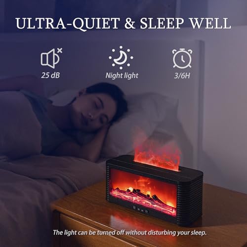 LOVCY 2026 Upgraded 9 Color Flame Fireplace Aroma Essential Oil Diffuser,250ml USB Desktop Noiseless Cool Mist Humidifier ...