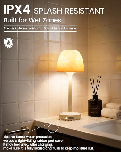 Waterproof Bathroom Shower Lamp with Ocean Wave Projector, 2-in-1 Table Night Light, 16 RGB Colors, 3 White Modes, 5000mAh...