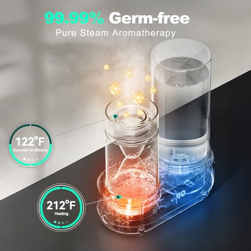 Y&O Glass Essential Oil Diffuser, 1600ml Steam Aromatherapy Diffuser with Glass Reservoir Auto-Off, Natural Fragrance Oil ...