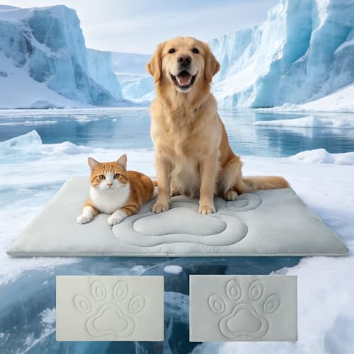 EXPAWLORER Reversible Dog Cooling Mat Large (Cool & Warm) 47”x28” Pet Cooling Mat in Summer & Plush Warm Blanket in Winte...