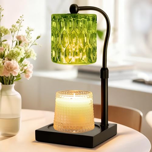 Candle Warmer Lamp Adjustable Height with Timer Dimmer, Dimmable Glass Wax Melt Warmer Light for Scented Jar, Present for ...