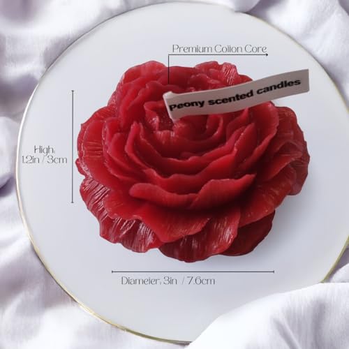 Peony Flower Shaped Candle with Scent, Soy Wax Blend Aromatherapy Candle, Gift Candle, Gifts for Women, Candles for spa, S...