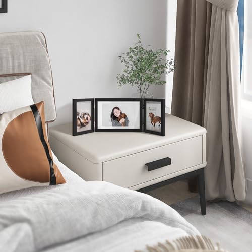 Afuly 5x7 Picture Frame Black 4x6 3 Picture Frames Collage Hinged Folding Triple Photo Frames Home Decor for Wall Desktop ...