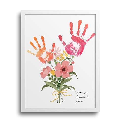 TwoDays Flower Bouquet Handprint Art Craft DIY Kit, Unique Gifts for Mom from Daughter or Son for Mother's Day Birthday Ch...