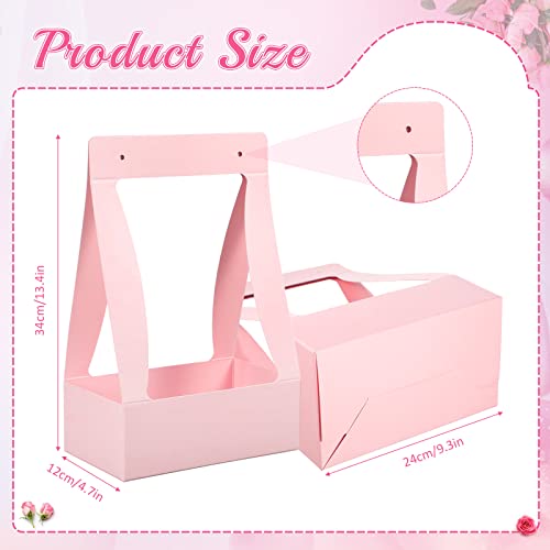 Teling 12 Pcs Mother's Day Flower Boxes for Arrangements Paper Pink Flower Gift Bags for Bouquets Portable Waterproof Flor...