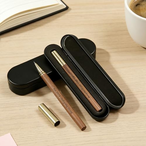 BAZLJY 2nd Anniversary Keepsake | 2nd Wedding Pen | Engraved Wooden Gel Pen Black Ink | Cotton Anniversary Present for Him...