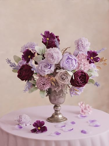 MISSPIN Artificial Flowers DIY Box Set Fake Roses Bouquet Bridal Wedding Flowers Colorful Centerpiece Table Decorations Bo...