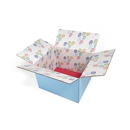 Great Papers! GiftIn Corrugated Shipping Box, Balloon Design, Care Package, for Gifts, Small Business, Weddings, and Class...
