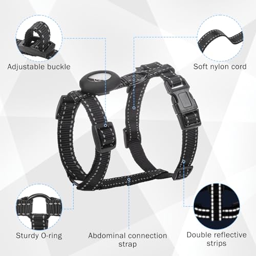 SCENEREAL Cat Harness and Leash Set Escape Proof with Airtag Holder, Reflective Pet Harnesses for Walking, Adjustable Kitt...